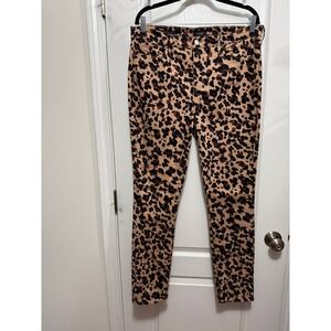 NYDJ Alina Legging Leopard Print Jeans Lift Tuck Technology Tan Brown Black 12